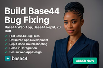 build base44 bug fixing, base44 web app,  base44 replit, v0, bolt, base44 app