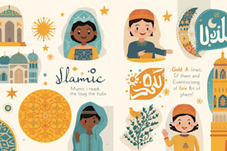 do islamic muslim illustration, flat islamic graphic for