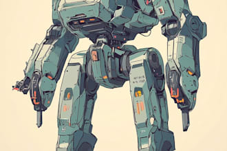 do anime style mecha robot illustrations