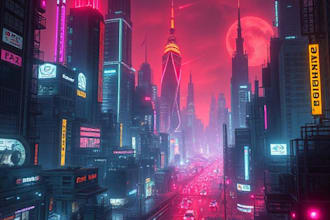 do cyberpunk scifi futuristic city
