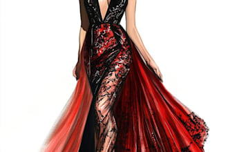 make gorgeous detailed fashion illustration and tech drawing