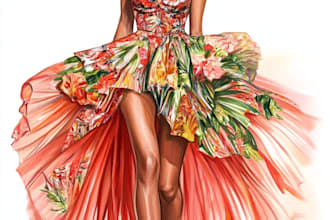draw a fashion illustration, portrait, sketch