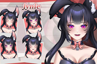 create custom pngtuber model avatar chibi vtuber model character with expression