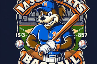 design high quality baseball mascot logo with t shirt design