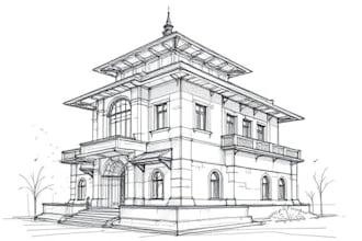 draw an architectural sketch for commercial use