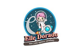 design glamorous pinup space girl logo