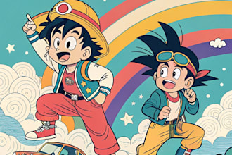 draw cool anime, illustration anime art in retro anime style