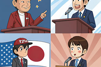 make cartoons, political cartoons, anime style characters