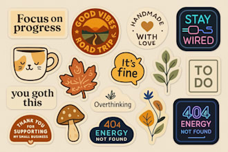 design personalized and aesthetic sticker packs for digital or print use