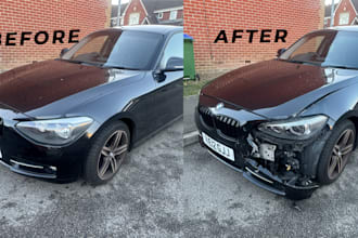 expertly transform your car photo from new mint to damaged crashed or rusty
