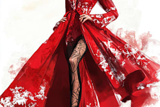 make gorgeous detailed fashion illustration and tech drawing