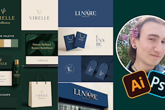 do unique trendy business logo design and branding kit, brand identity
