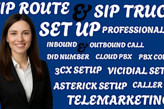 install and configure voip route sip trunk 3cx freepbx system for telemarketing