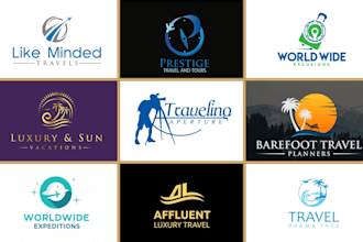 do luxury modern travel, vacation, agency hotel logo design for you business
