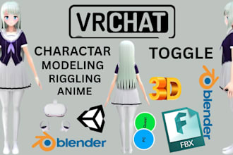 create a custom vrchat anime avatar with rigging and toggles for unity