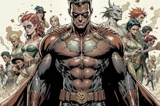 design comic book illustration or anima manga art superhero
