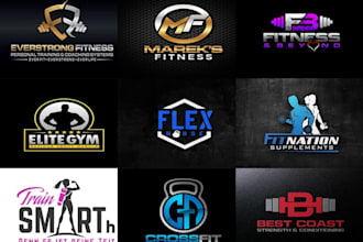do modern fitness gym sports health marketing logo design for you