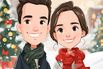 draw awesome cartoon caricature for gift, christmas card
