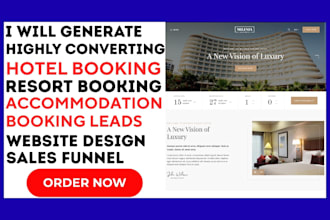 generate a hotel resort accommodation booking website with sales funnel