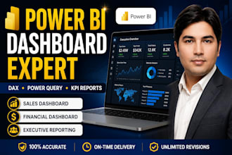 create professional power bi dashboards, dax measures and reports