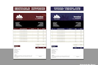 design a professional and fully editable invoice template
