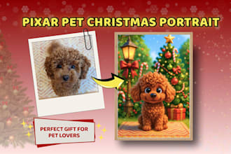 turn your pet into a 3d pixar style christmas portrait