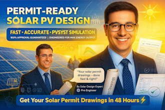 design a complete solar pv system with pvsyst simulation and permit drawings