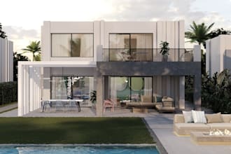 layout archviz cgi exterior, egyptian style building,outdoor space,facade design
