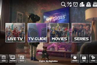 rebrand skyglass iptv app for xciptv, ibo player, smarter player with intro logo