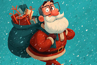 bring your office christmas card, holiday funny cartoon art
