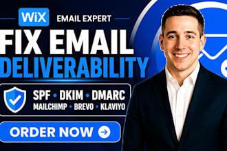 fix wix email deliverability spf dkim dmarc mailchimp brevo klaviyo domain auth