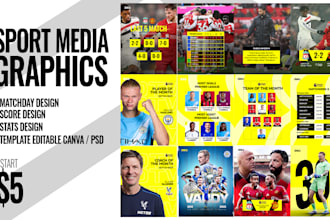 design sports fan page and media content posters