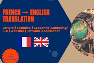 provide localization, general and technical translation from french to english