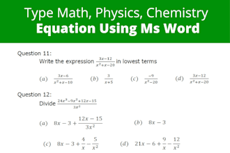 type math, physics, chemistry equation using ms word