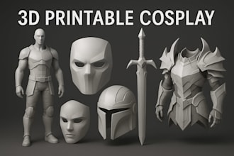 do 3d cosplay model, 3d mask, 3d helmet, 3d weapon, 3d armor for 3d printing