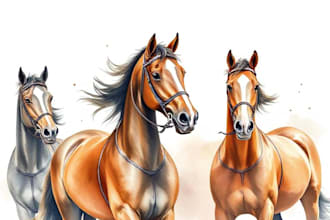 create royal riding horses portrait in high quality