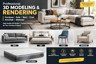 3d model and render furniture, sofa, bed, chair, armchair and mattress