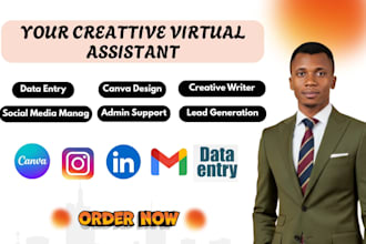 be creative virtual assistant personal assistant and social medial manager