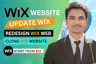 redesign wix website, update wix website, create wix website