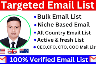 do niche targeted verified email list, b2b, bulk email list for email marketing