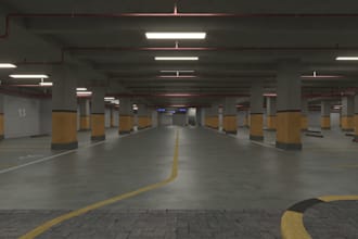 renew 3d underground parking loft,interior render,parking layout,basement design