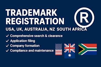 trademark registration for USA UK australia new zealand south africa search