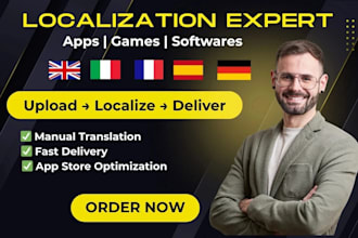 localize your app, website, software, game to spanish french german italian