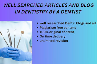 write dental blogs and articles as a dentist