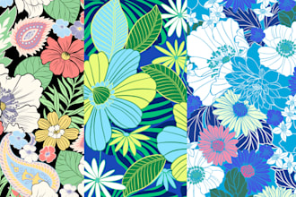 vintage line art patterns inspired by the 60s and 70s