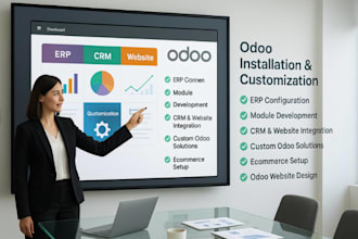 install odoo, design odoo website, setup ecommerce and customize odoo modules
