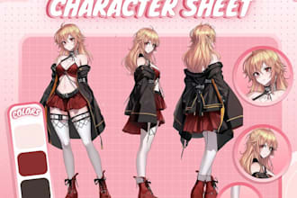 draw a character reference sheet design,  character sheet for your oc