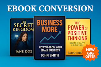 do ebook conversion from word, canva to pdf epub, kpf, mobi, kdp paperback ebook