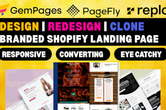 build shopify pagefly advertorial, replo landing page, gempages websites