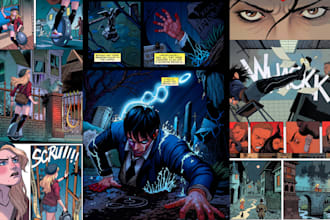 illustrate graphic novel horror comic page nsfw comic art as comic book artist
